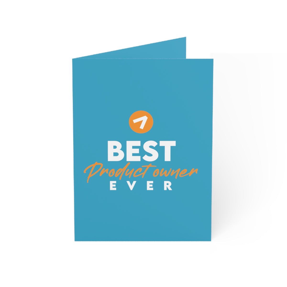 Best Product Owner ever - Orange Blue - Folded Greeting Cards (1, 10, 30, and 50pcs)