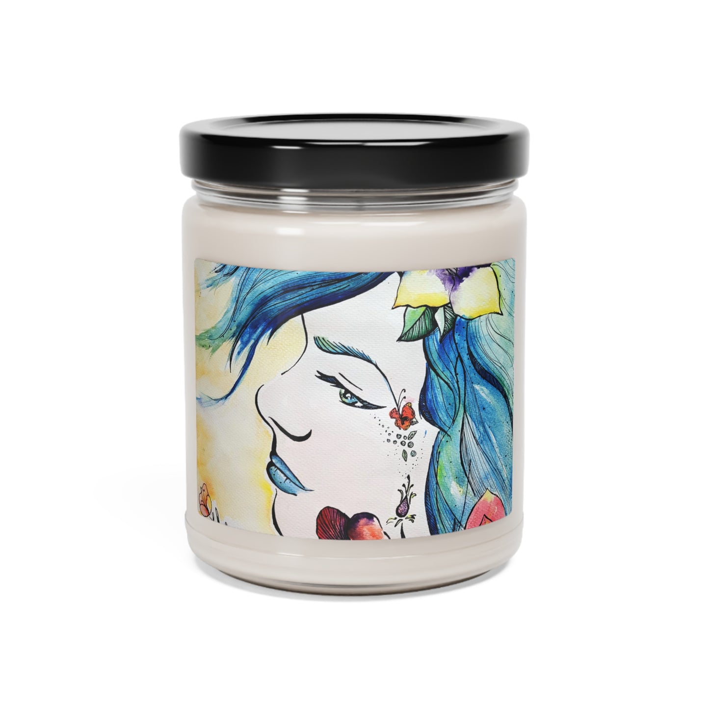 Watercolor Portratit Art - Scented Soy Candle, 9oz