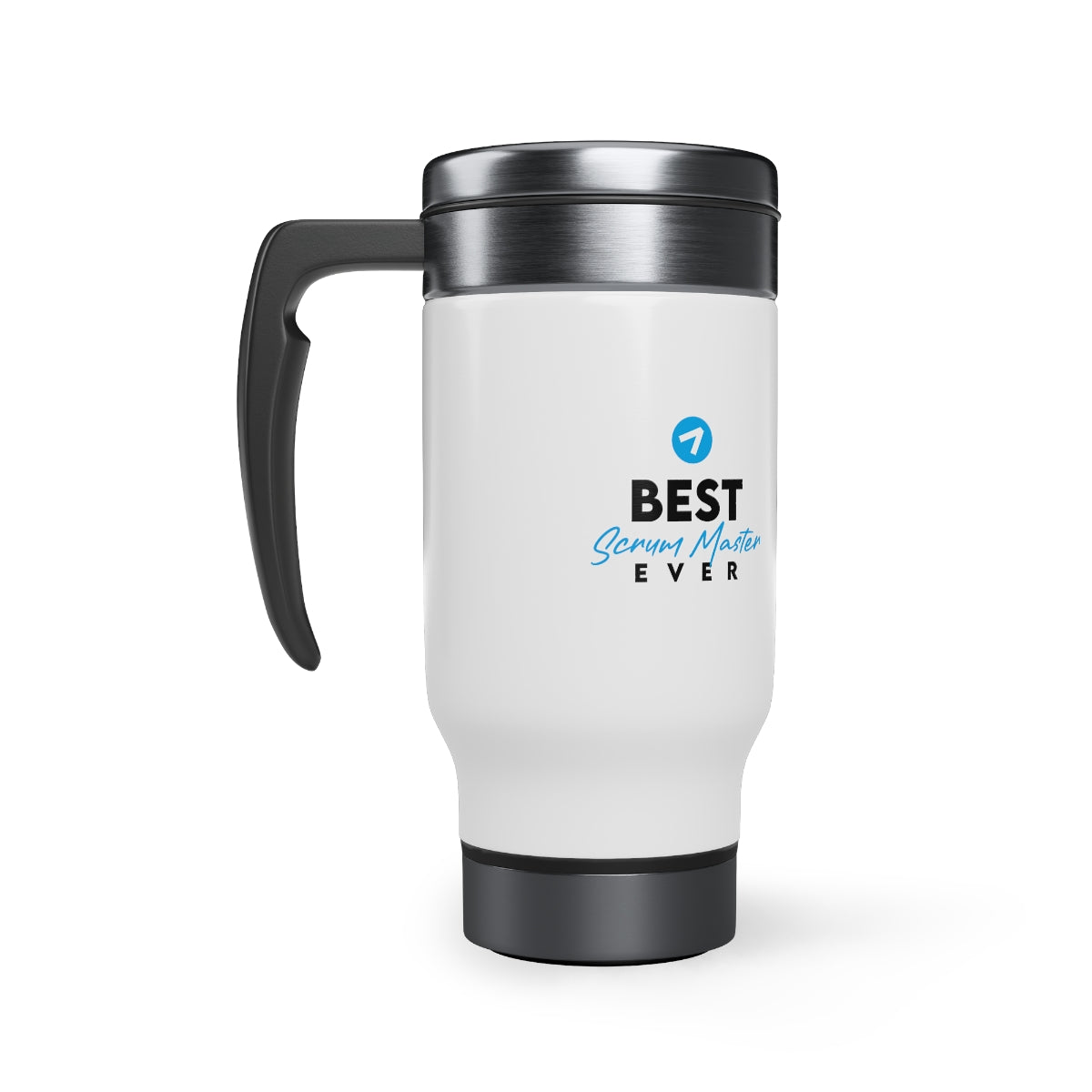 Best Scrum Master ever - Bleu clair - Tasse de voyage en acier inoxydable avec poignée, 14 oz 