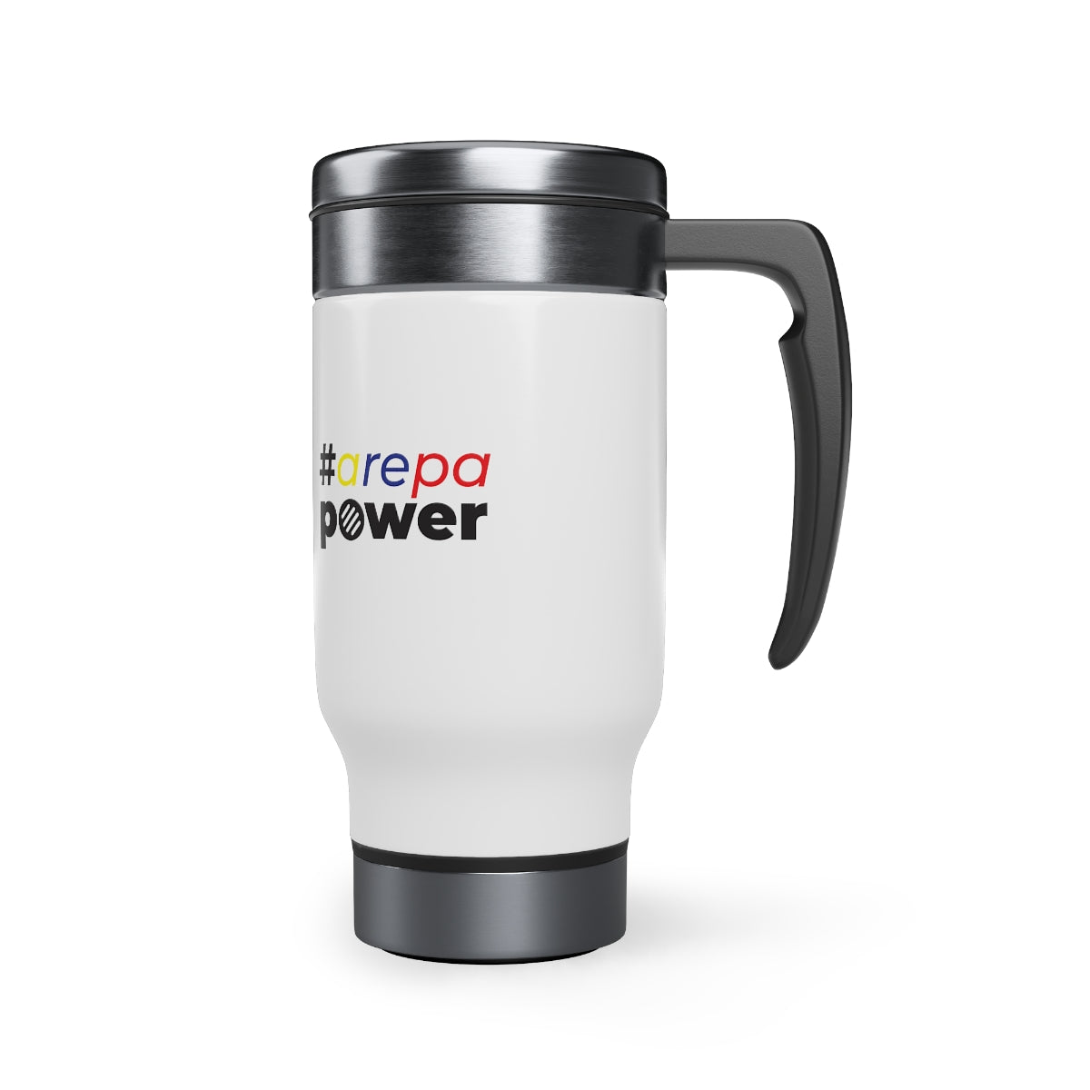 #arepapower - Tricolor - Stainless Steel Travel Mug with Handle, 14oz
