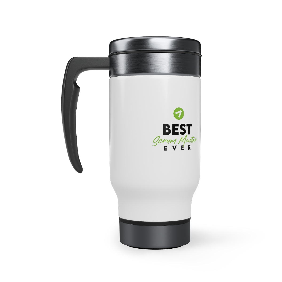 Best Scrum Master ever - Green - Taza de viaje de acero inoxidable con asa, 14 oz 