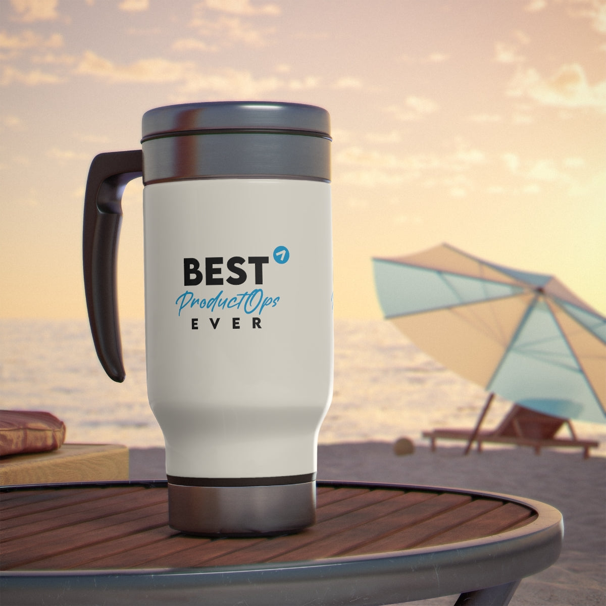 Best Product Operations ever - Light blue - Stainless Steel Travel Mug with Handle, 14oz