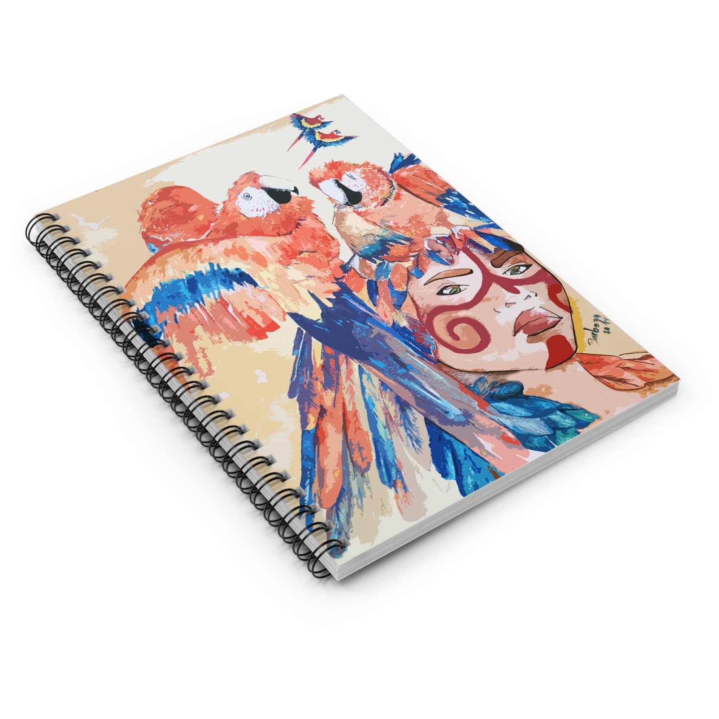 Guajira and Guacamaya, papagayo, loro, Macaw Art - Spiral Notebook - Ruled Line