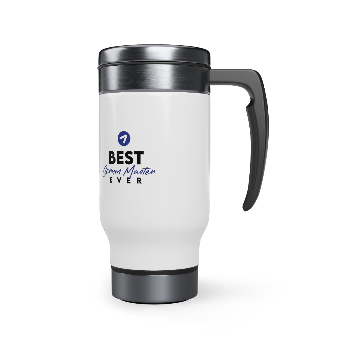 Best Scrum Master ever - Bleu foncé - Tasse de voyage en acier inoxydable avec poignée, 14 oz 