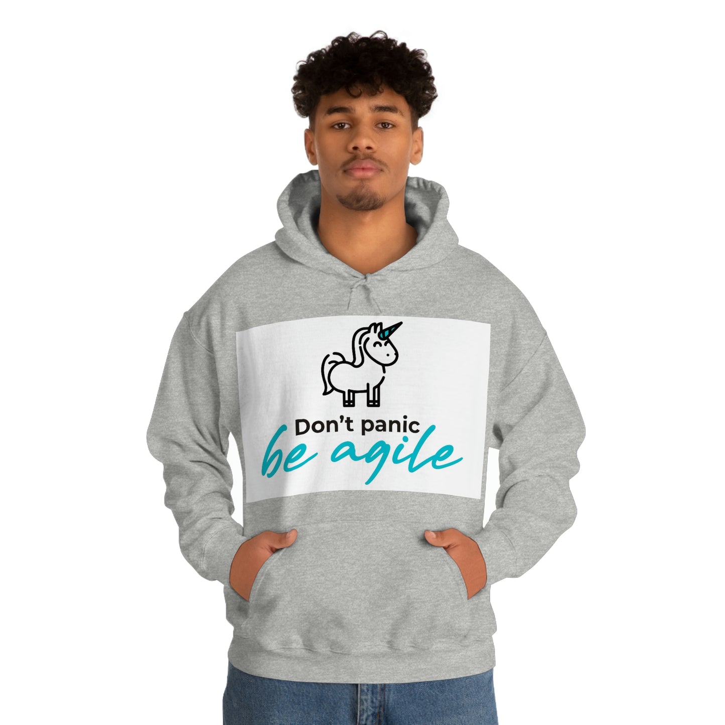 Don't panic Be agile Unisex Heavy Blend™ Hooded Sweatshirt