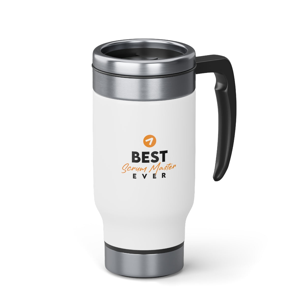 Best Scrum Master ever - Naranja - Taza de viaje de acero inoxidable con asa, 14 oz 