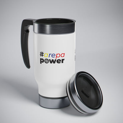 #arepapower - Tricolor - Stainless Steel Travel Mug with Handle, 14oz